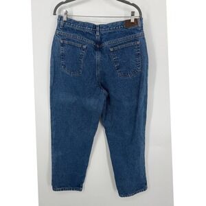 LL Bean Flannel Lined Jeans Womens 16 Regular Straight Leg Medium Wash